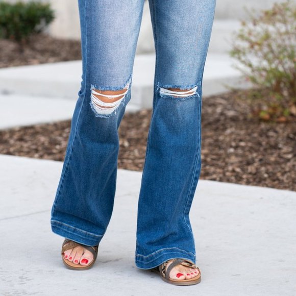 KanCan Jeans Kancan Petite High Rise Button Fly Trouser Flare